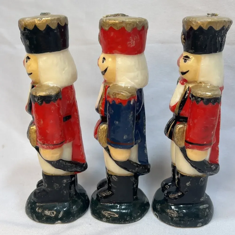 Vintage Nutcracker Soldiers Holiday Wax Candles Figurines 1990s Set of 3